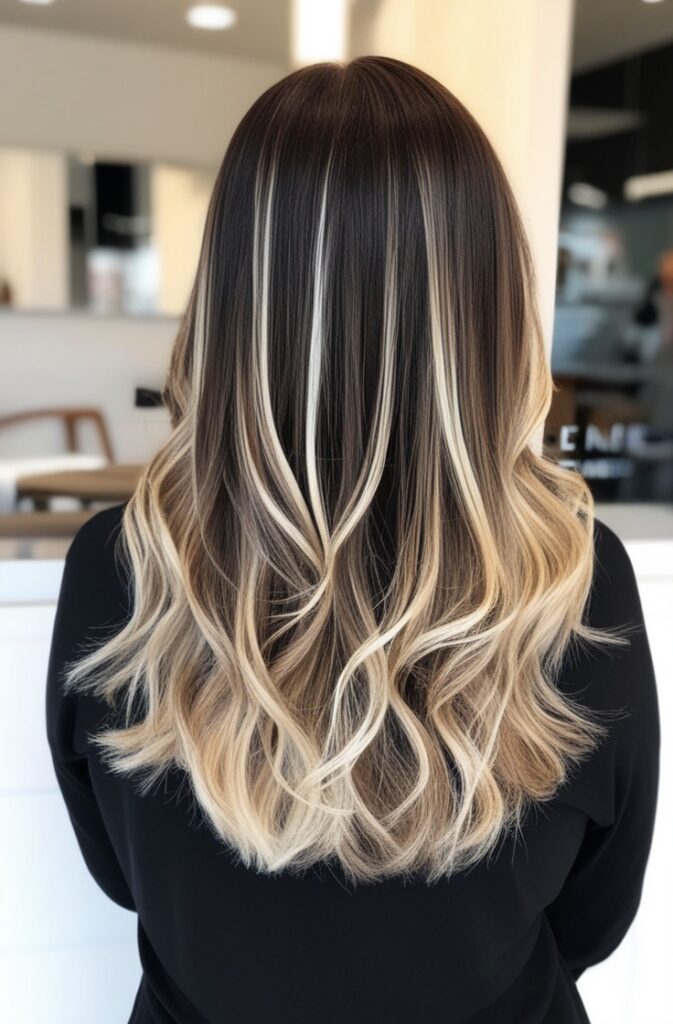 Blonde Highlights with Lowlights on dark brown hair